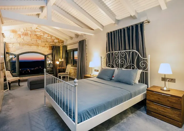 Villasunset With Sea, Chios And Sunset View *